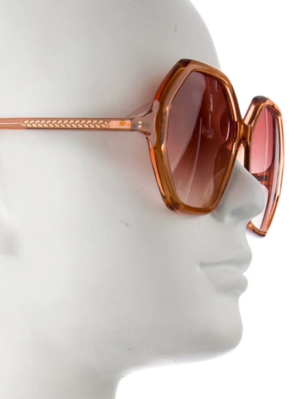 Chloe Oversized Amber Hexagon Sunglasses with Pink Lenses
